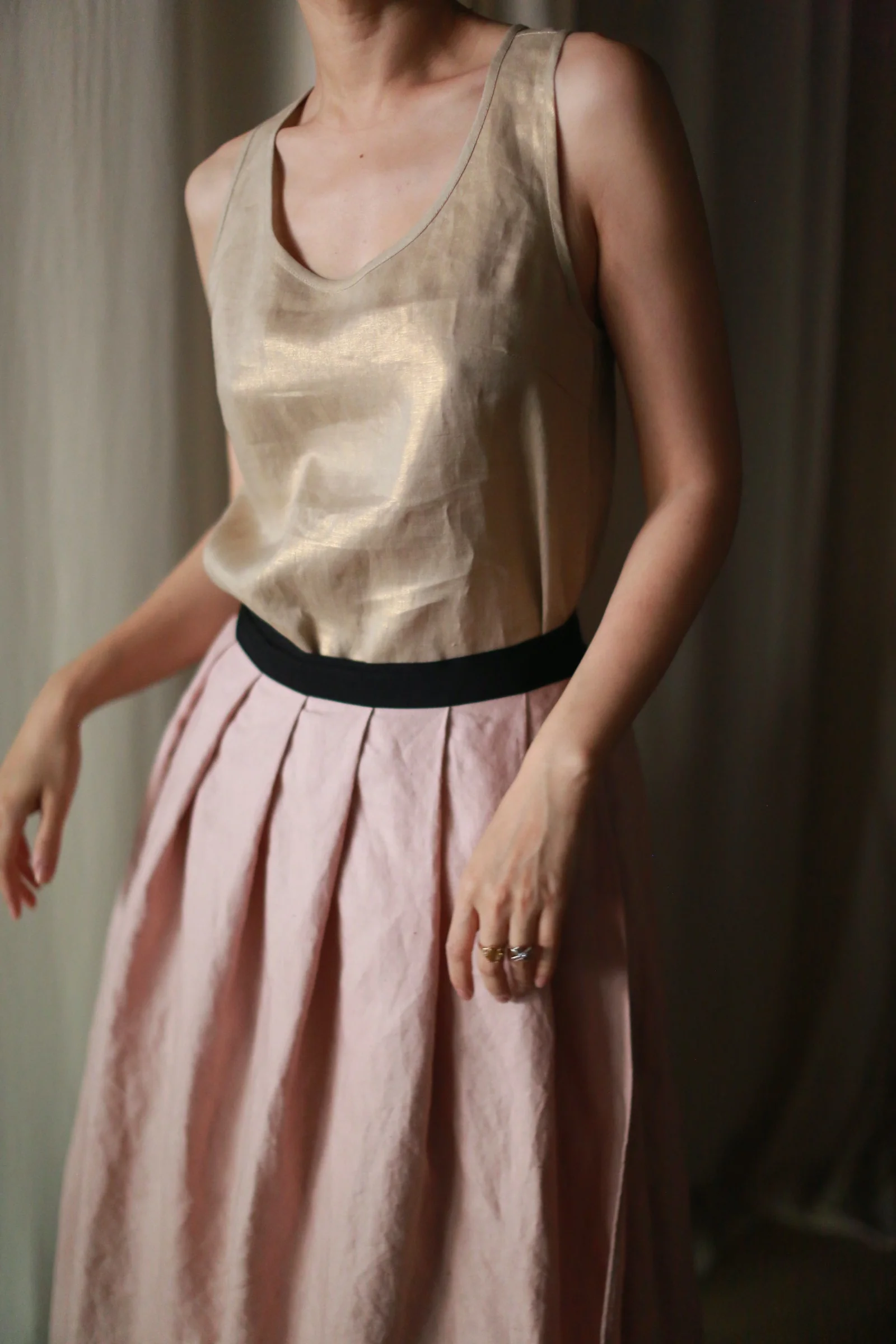 Linen Pleated Wrap Skirt - Image 8